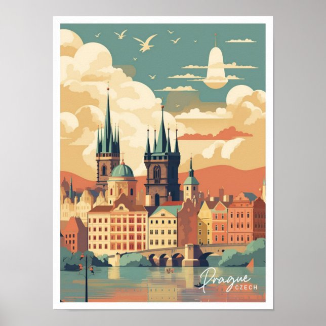 Praga Ilustracion de viajes por arte checo (Frente)