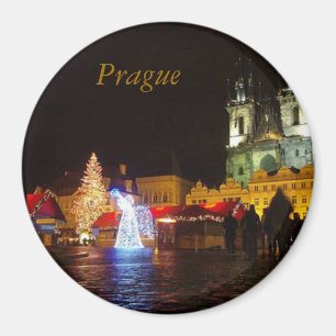 Praga Plaza Mayor en Noche de Navidad Imán Redondo