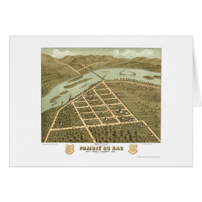 Prairie Du Sac, mapa panorámico de los WI - 1870 (Anverso (Horizontal))