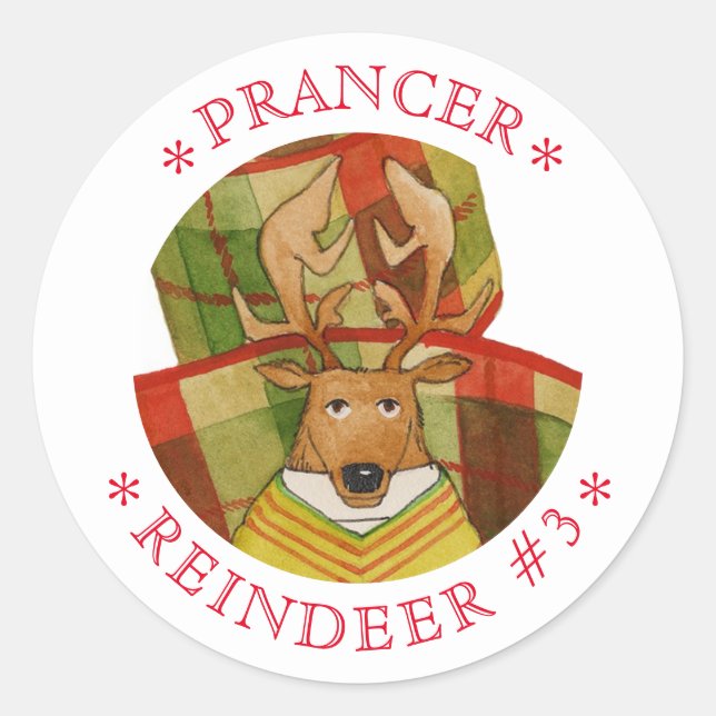 PRANCER REINDER Grandes Pegatinas Redondos (Anverso)