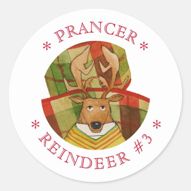 PRANCER REINDER Pequeños Pegatinas Redondos (Anverso)