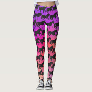 Prancing Horse Silhouette Colores Sunset Leggings
