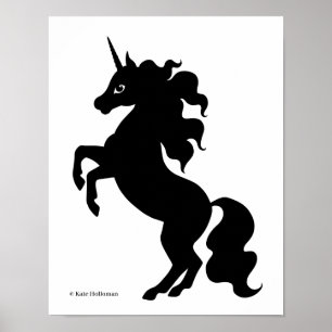 Prancing Unicorn - Arte Minimalista en blanco y ne