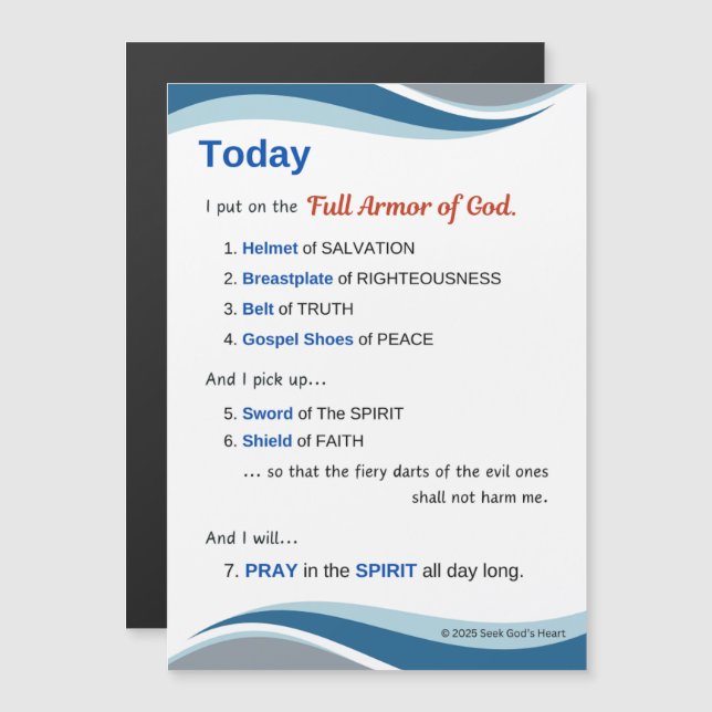 Prayer Magnet - Full Armor of God - 7"x5" (Anverso/Reverso)