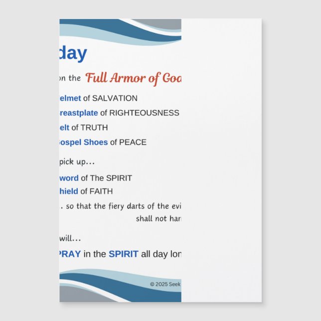 Prayer Magnet - Full Armor of God - 7"x5" (Anverso)