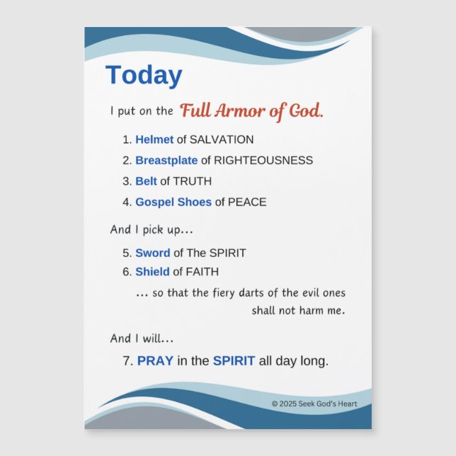 Prayer Magnet - Full Armor of God - 7"x5" (Anverso)