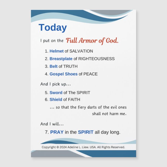 Prayer Magnet - Full Armor of God - 7"x5" (Anverso)