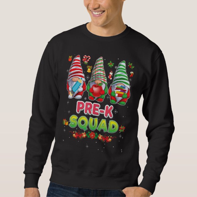 Pre K Squad Merry Christmas Gnomes Student Sweater (Anverso)