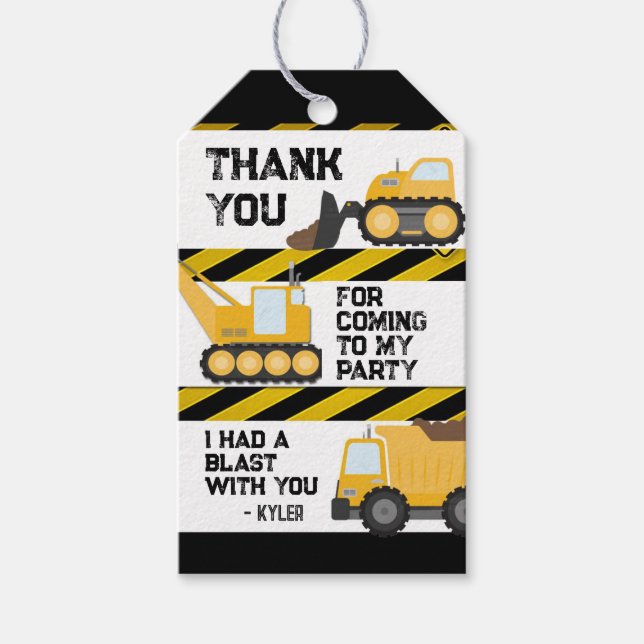 Precaución Fiesta de Construcción Gracias Etiqueta (Anverso)