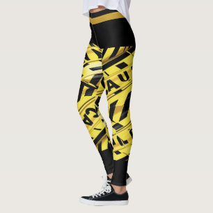 Precaución Ilustracion de cinta Legging Amarillo