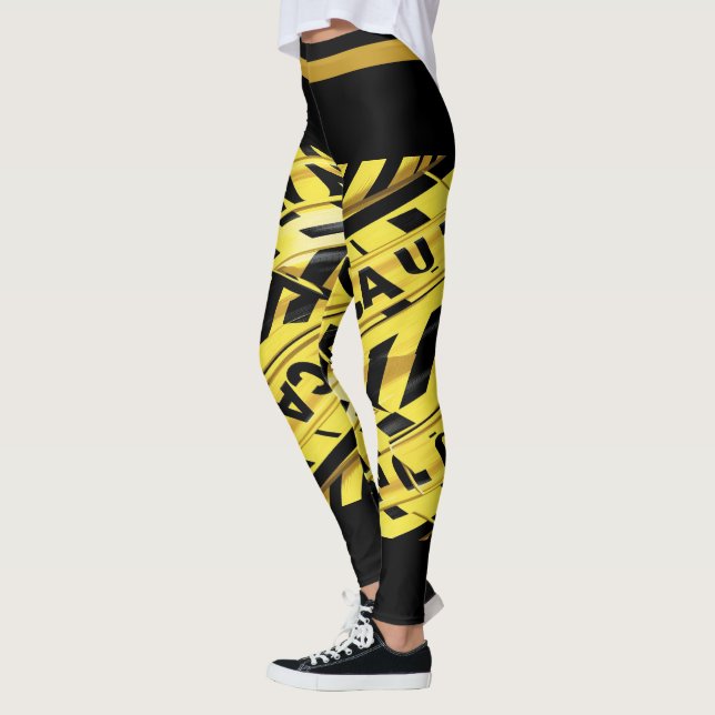 Precaución Ilustracion de cinta Legging Amarillo (Izquierda)