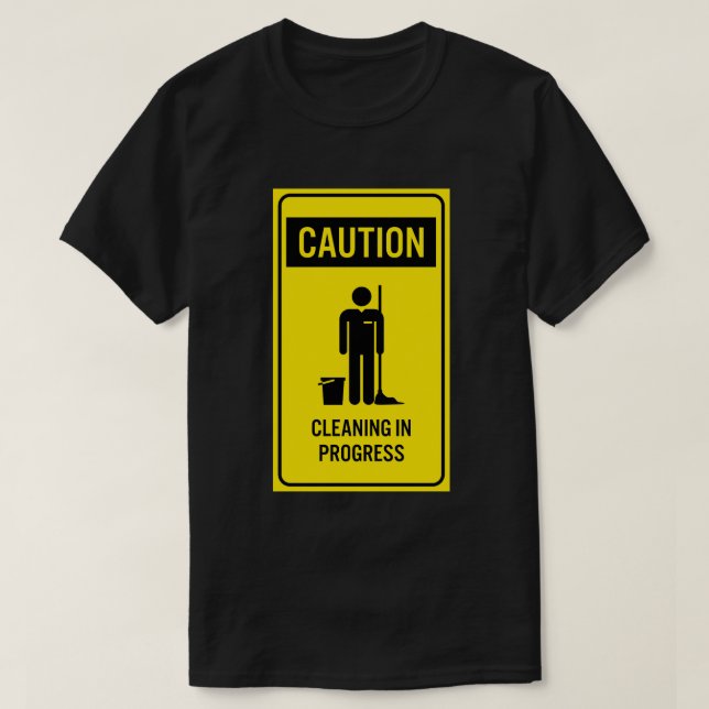 Precaución que limpia las camisetas en curso del (Diseño del anverso)