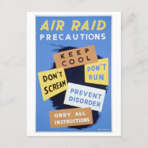 Precauciones por ataques aéreos Poster postal