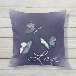 preciosa almohada azul y gris mariposa San Valentí