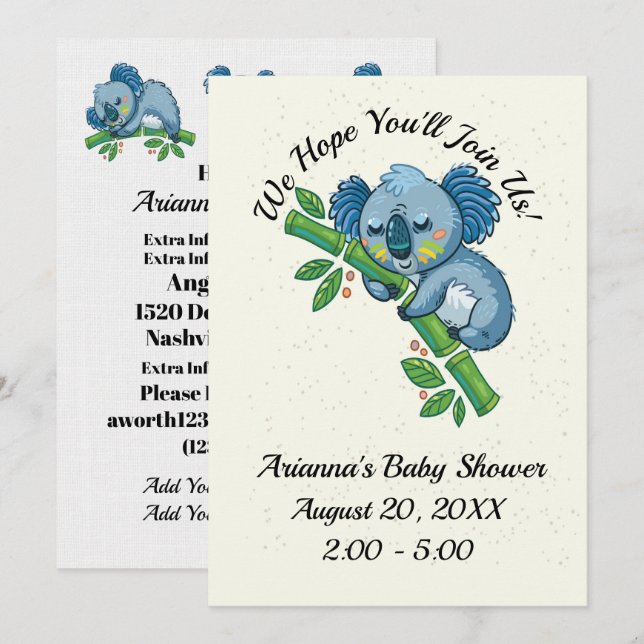 Preciosa invitación a Baby Shower (Anverso / Reverso)