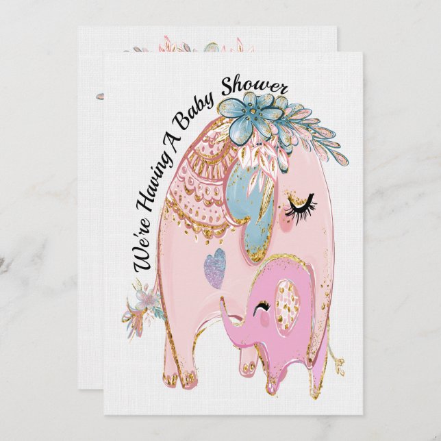 Preciosa invitación a Baby Shower (Anverso / Reverso)