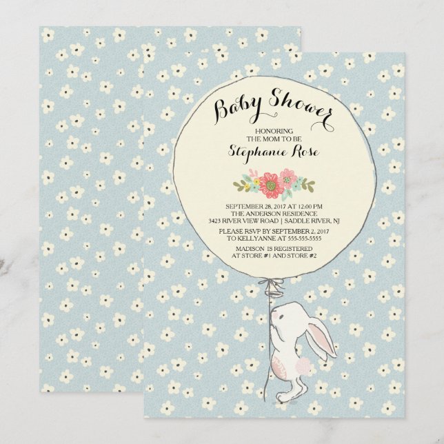 Preciosa invitación Baby Shower para los chicos co (Anverso / Reverso)