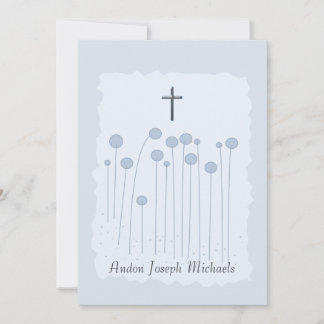 Preciosa invitación religiosa azul