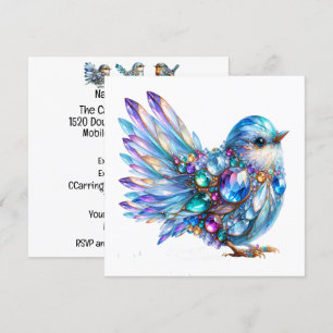 Preciosa invitación temática de aves amorosas