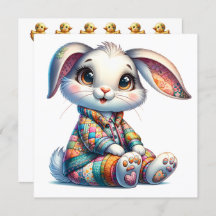 Preciosa invitación temática de conejo de Pascua