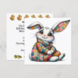 Preciosa invitación temática de conejo de Pascua