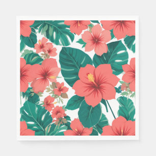 preciosa servilleta de papel con flores de hibisco