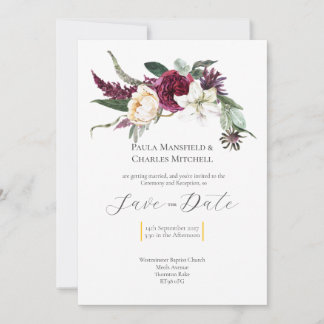 Preciosa tarjeta de Save the Date floral, Invitaci