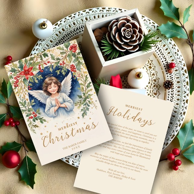 Preciosas flores de ángel de Navidad chic victoria (Classic Gorgeous Chic Christmas Brown Hair Angel with Flowers Victorian-Themed Inspired Holidays.)