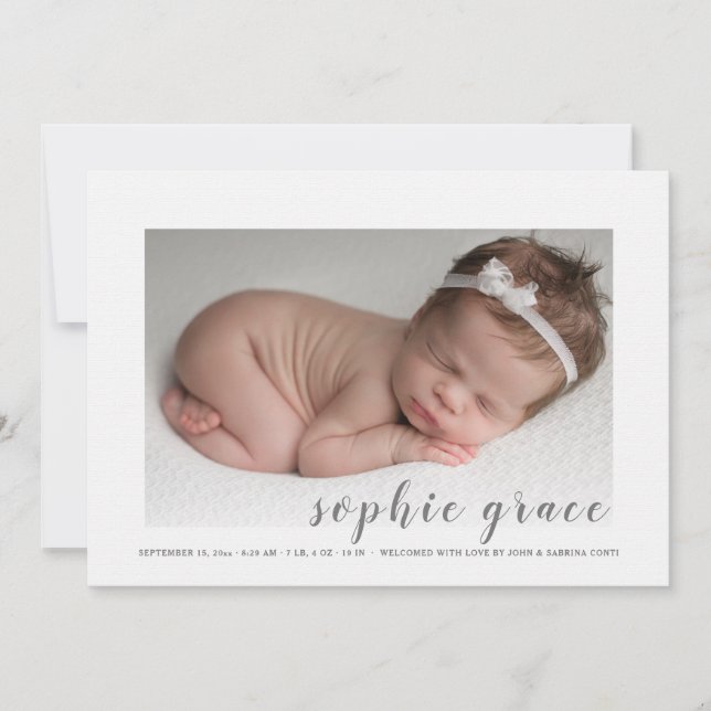 Precioso anuncio de nacimiento de foto de llegada (Anverso)