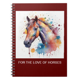 Precioso cuaderno de espiral de caballo acuarela.