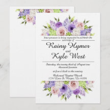 Precioso en la invitación de la boda de la lavanda