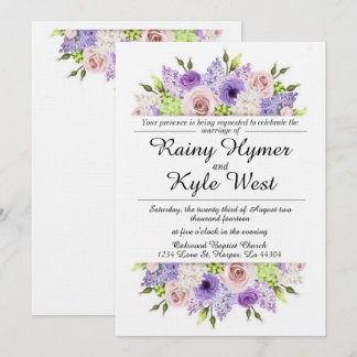 Precioso en la invitación de la boda de la lavanda