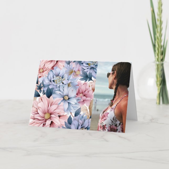 Precioso floral rosa y azul  (Anverso)