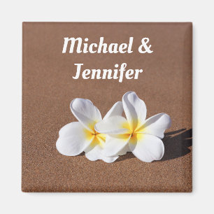Precioso imán de Plumeria Blanca de Hawái