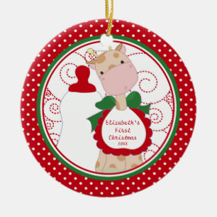 Precioso ornamento navideño de jirafa bebé
