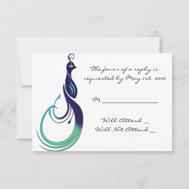 Precioso pavo real en respuesta violeta, Verde azu (Anverso)