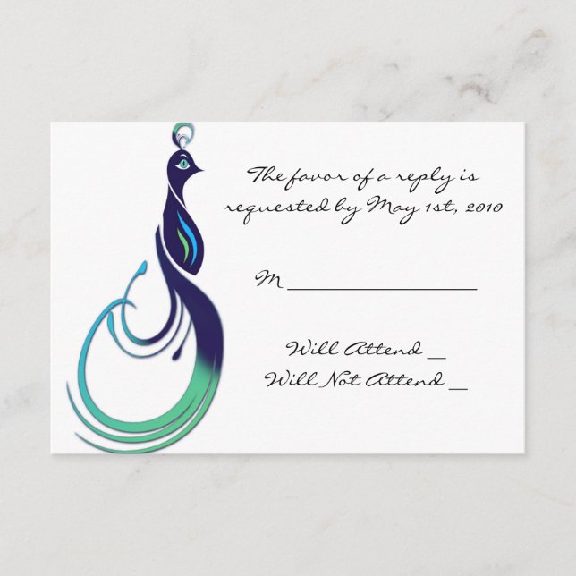 Precioso pavo real en respuesta violeta, Verde azu (Anverso)