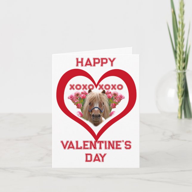 Precioso pony en tarjetas del día de San Valentín  (Anverso)