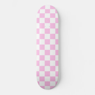 Precioso Skateboard de Cuadros Rosado y Blanco