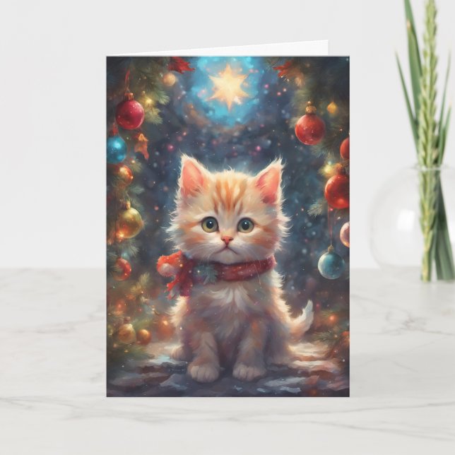 Preciosos Navidades Tarjeta de arte gatito (Anverso)