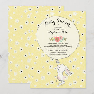 Precious Bunny Neutral Baby Shower Invitación