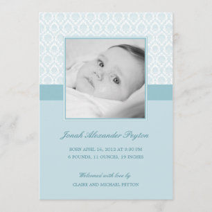 Precious Damask Baby Boy Anuncio de nacimiento