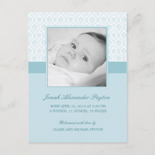 Precious Damask Baby Boy Anuncio de nacimiento