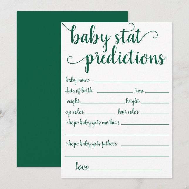 Predicción verde simple | Tarjeta agria de Keepsak (Anverso / Reverso)