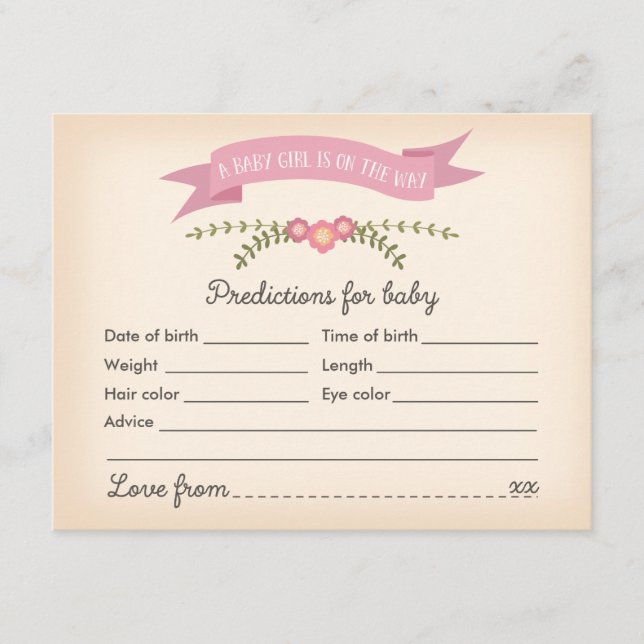 Predicciones para bebés - Tarjeta de juego Baby Sh (Anverso)