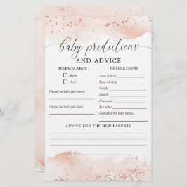 Predicciones para bebés y tarjeta de consejo para