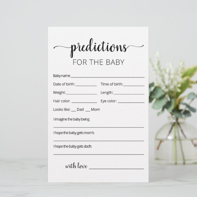 Predicciones para la tarjeta de Bebe para la fiest (Anverso de pie)