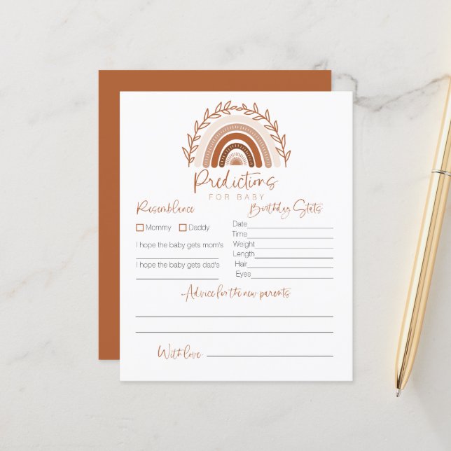Predicciones para tarjeta de bebé, juego arco iris (Anverso/Reverso In Situ)