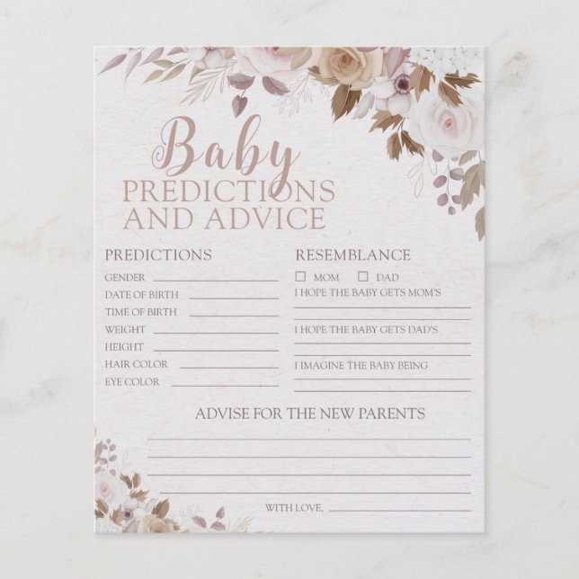 Predicciones y tarjetas de consejo para bebés de B (Anverso)