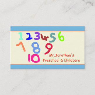 Preescolar y tarjeta de visita del cuidado de
